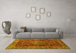 Machine Washable Abstract Yellow Modern Rug in a Living Room, wshabs3604yw