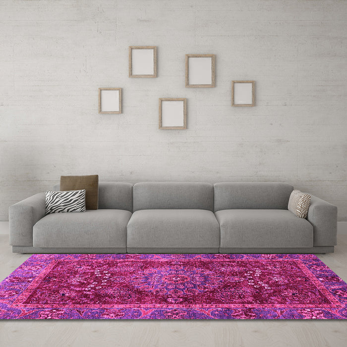 Machine Washable Abstract Pink Modern Rug in a Living Room, wshabs3604pnk