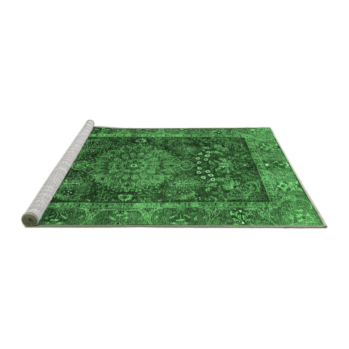 Sideview of Machine Washable Abstract Emerald Green Modern Area Rugs, wshabs3604emgrn