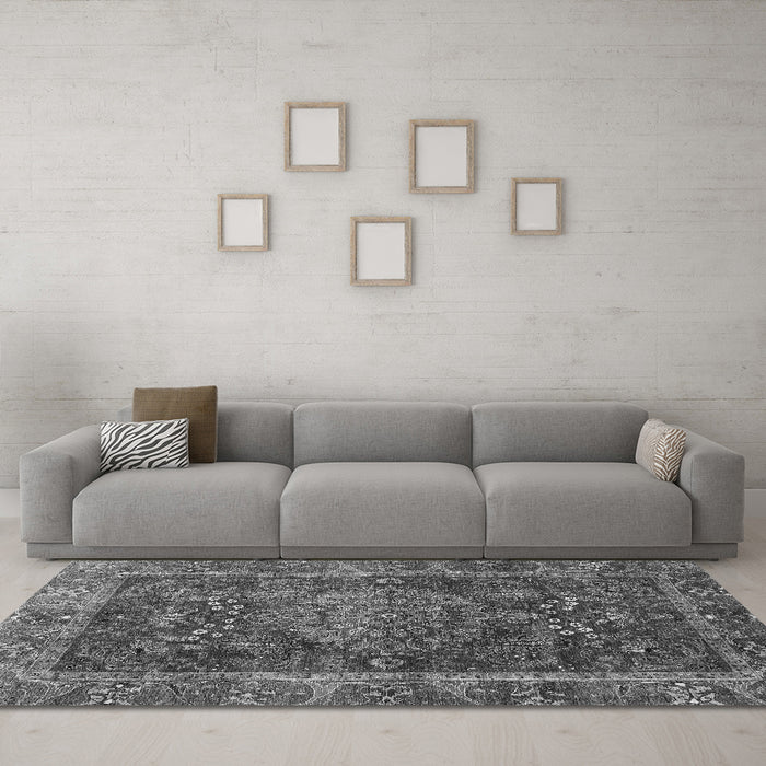 Machine Washable Abstract Gray Modern Rug in a Living Room,, wshabs3604gry