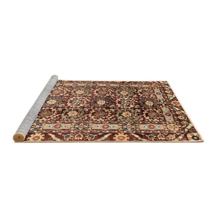 Sideview of Machine Washable Abstract Saffron Red Rug, wshabs3605