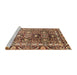 Sideview of Machine Washable Abstract Saffron Red Rug, wshabs3605