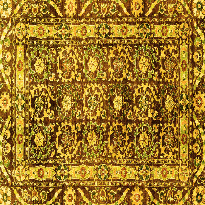 Square Machine Washable Oriental Yellow Traditional Rug, wshabs3605yw