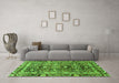 Machine Washable Oriental Green Traditional Area Rugs in a Living Room,, wshabs3605grn