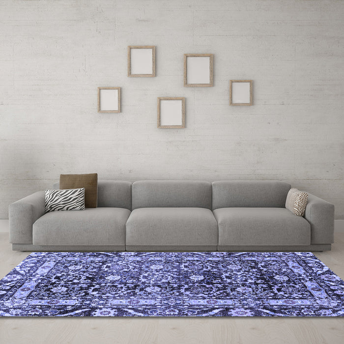 Machine Washable Oriental Blue Traditional Rug in a Living Room, wshabs3605blu