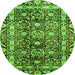 Round Machine Washable Oriental Green Traditional Area Rugs, wshabs3605grn