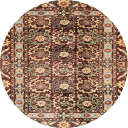 Round Machine Washable Abstract Saffron Red Rug, wshabs3605