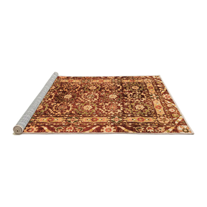 Sideview of Machine Washable Oriental Orange Traditional Area Rugs, wshabs3605org