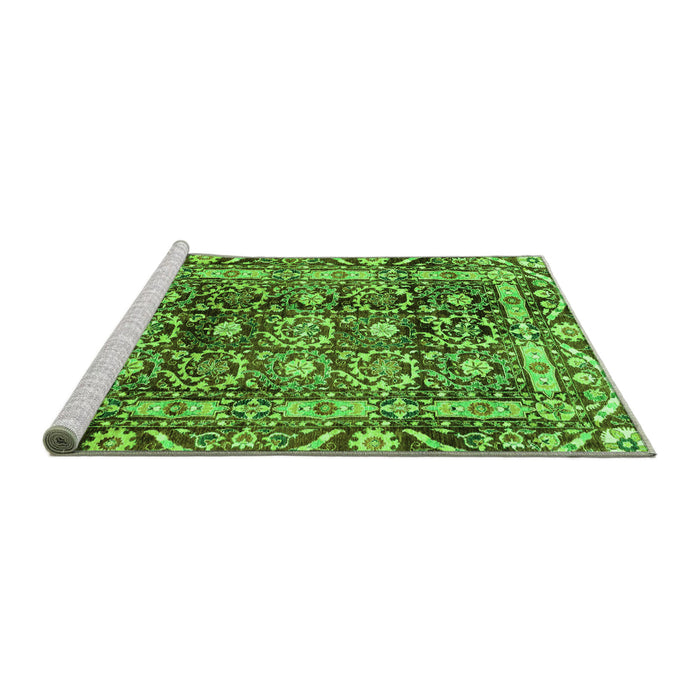 Sideview of Machine Washable Oriental Green Traditional Area Rugs, wshabs3605grn