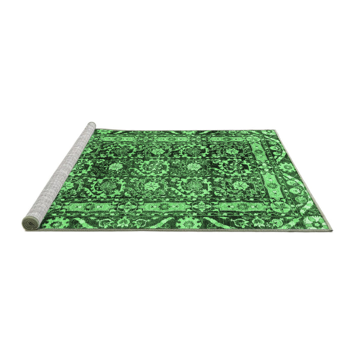 Sideview of Machine Washable Oriental Emerald Green Traditional Area Rugs, wshabs3605emgrn