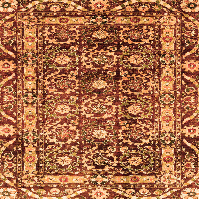 Square Machine Washable Oriental Orange Traditional Area Rugs, wshabs3605org