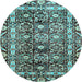 Round Oriental Light Blue Traditional Rug, abs3605lblu