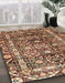 Abstract Saffron Red Oriental Rug in Family Room, abs3605