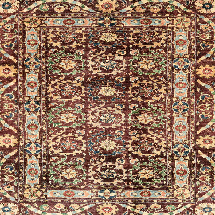 Square Abstract Saffron Red Oriental Rug, abs3605