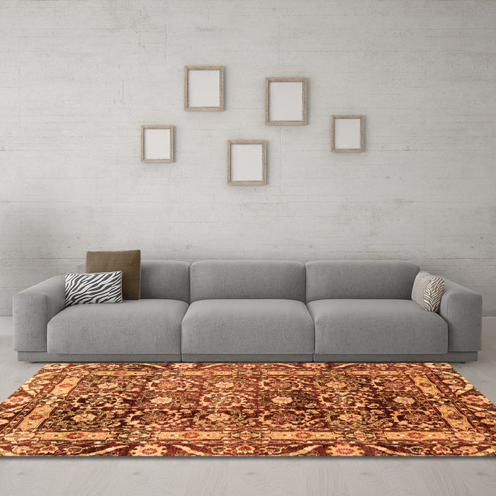 Machine Washable Oriental Orange Traditional Area Rugs in a Living Room, wshabs3605org