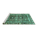 Sideview of Machine Washable Oriental Turquoise Traditional Area Rugs, wshabs3605turq