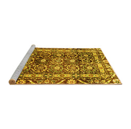 Sideview of Machine Washable Oriental Yellow Traditional Rug, wshabs3605yw