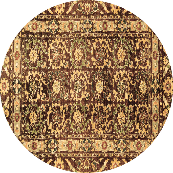 Round Oriental Brown Traditional Rug, abs3605brn