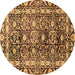 Round Oriental Brown Traditional Rug, abs3605brn