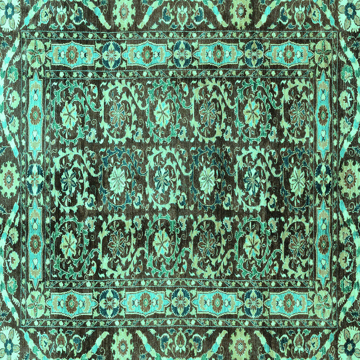 Square Machine Washable Oriental Turquoise Traditional Area Rugs, wshabs3605turq