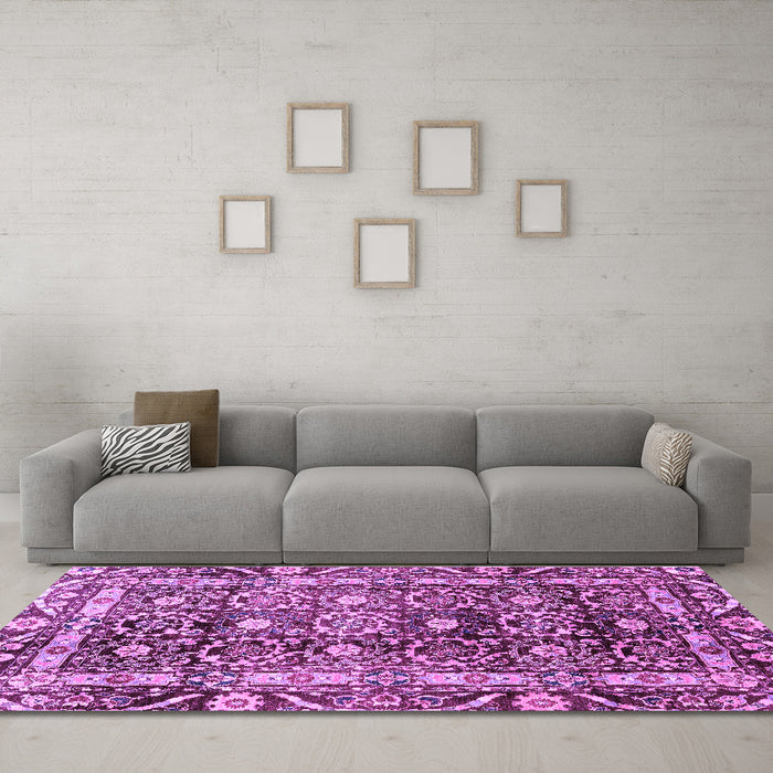Machine Washable Oriental Purple Traditional Area Rugs in a Living Room, wshabs3605pur