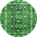 Round Oriental Emerald Green Traditional Rug, abs3605emgrn