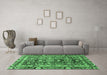 Machine Washable Oriental Emerald Green Traditional Area Rugs in a Living Room,, wshabs3605emgrn