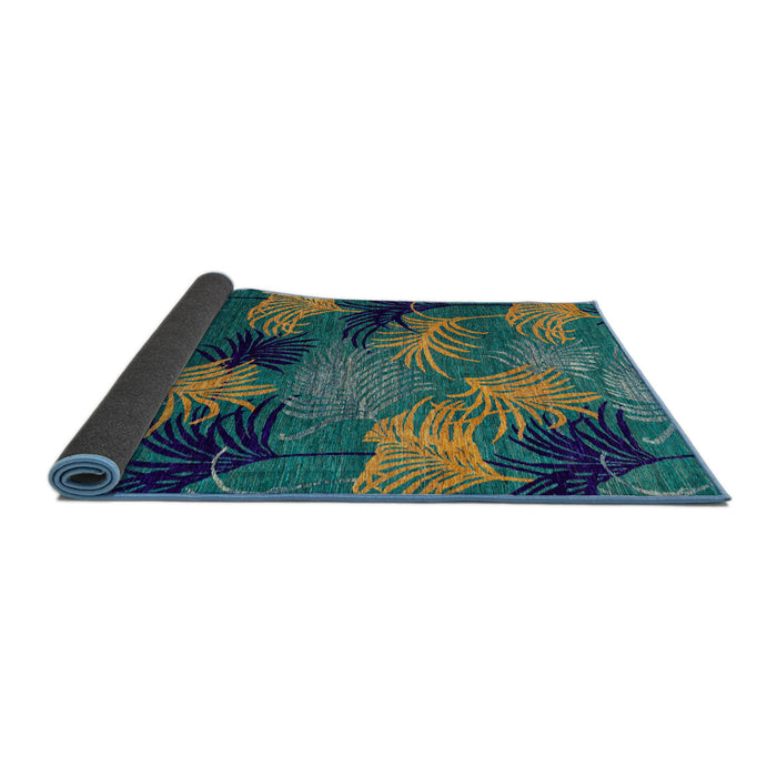 Sideview of Abstract Blue Moss Green Modern Rug, abs3606