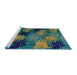 Sideview of Machine Washable Abstract Blue Moss Green Rug, wshabs3606