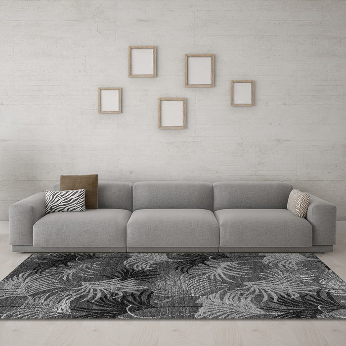 Machine Washable Abstract Gray Modern Rug in a Living Room,, wshabs3606gry