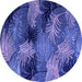 Round Abstract Blue Modern Rug, abs3606blu