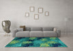 Machine Washable Abstract Turquoise Modern Area Rugs in a Living Room,, wshabs3606turq