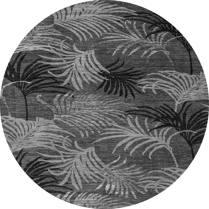 Round Machine Washable Abstract Gray Modern Rug, wshabs3606gry