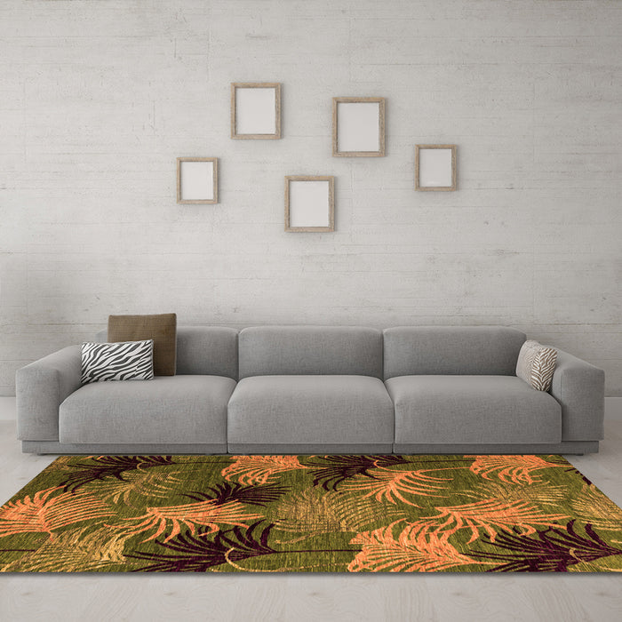 Machine Washable Abstract Orange Modern Area Rugs in a Living Room, wshabs3606org