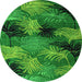 Round Machine Washable Abstract Green Modern Area Rugs, wshabs3606grn