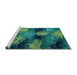 Sideview of Machine Washable Abstract Turquoise Modern Area Rugs, wshabs3606turq