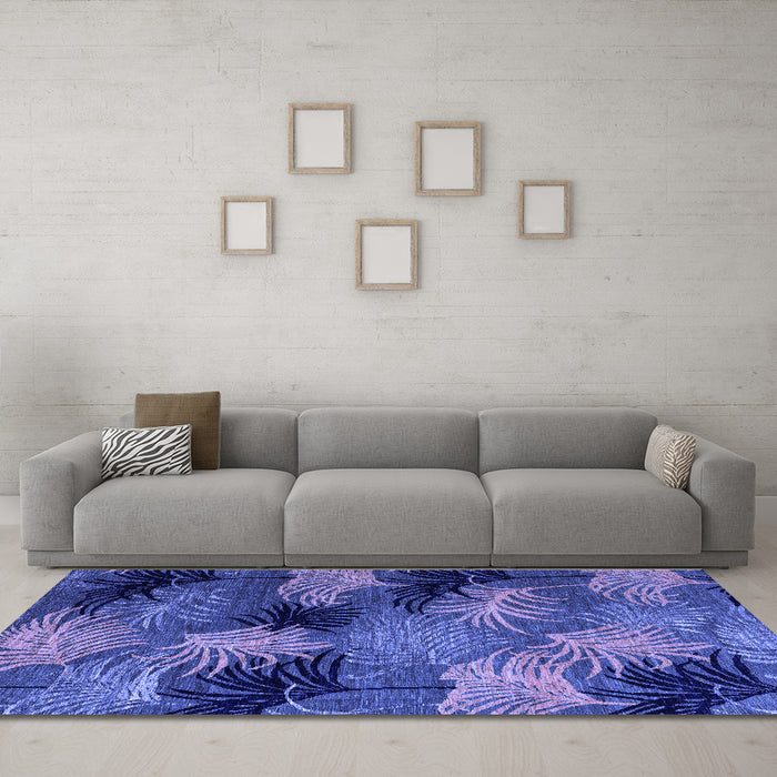 Machine Washable Abstract Blue Modern Rug in a Living Room, wshabs3606blu