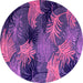 Round Abstract Pink Modern Rug, abs3606pnk