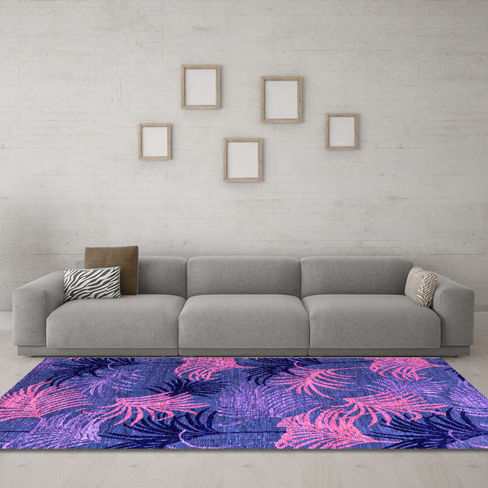 Machine Washable Abstract Purple Modern Area Rugs in a Living Room, wshabs3606pur