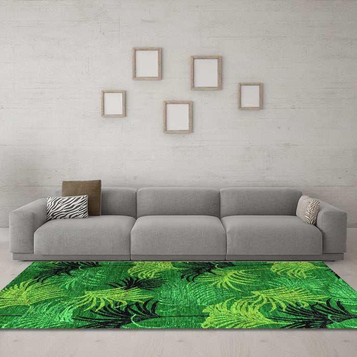 Machine Washable Abstract Green Modern Area Rugs in a Living Room,, wshabs3606grn