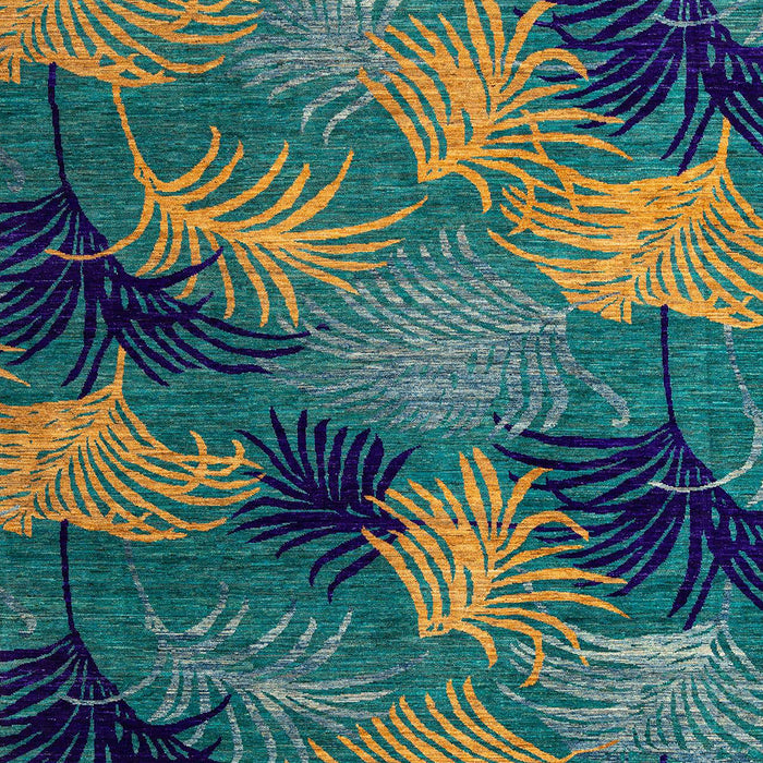 Machine Washable Abstract Blue Moss Green Rug, wshabs3606