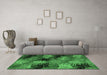 Machine Washable Abstract Emerald Green Modern Area Rugs in a Living Room,, wshabs3606emgrn