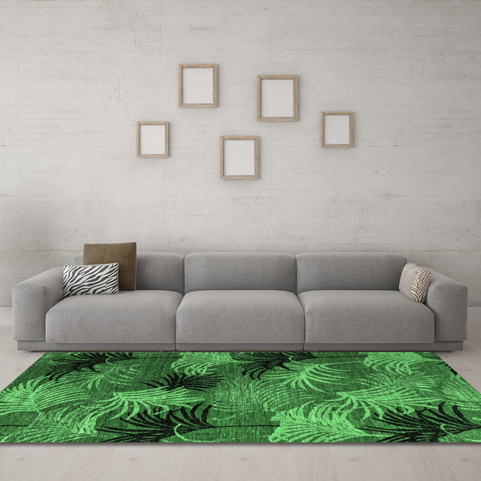 Machine Washable Abstract Emerald Green Modern Area Rugs in a Living Room,, wshabs3606emgrn