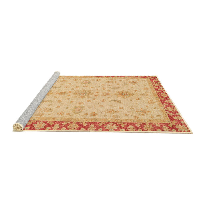 Sideview of Machine Washable Abstract Mustard Yellow Rug, wshabs3607