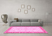 Machine Washable Oriental Pink Traditional Rug in a Living Room, wshabs3607pnk