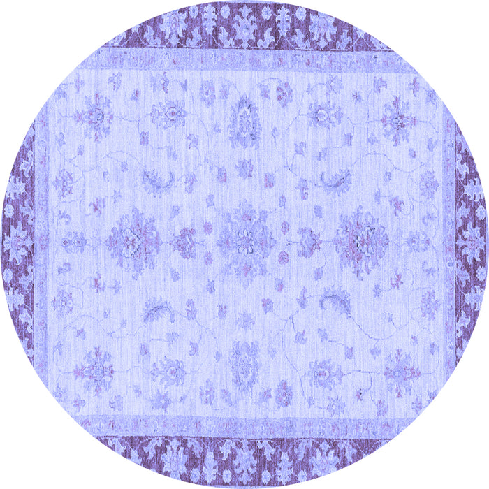 Round Oriental Blue Traditional Rug, abs3607blu
