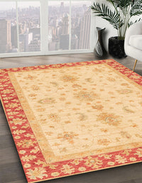 Abstract Mustard Yellow Oriental Rug, abs3607