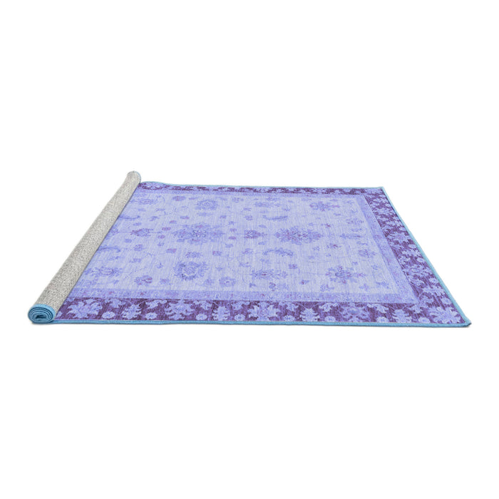 Sideview of Machine Washable Oriental Blue Traditional Rug, wshabs3607blu