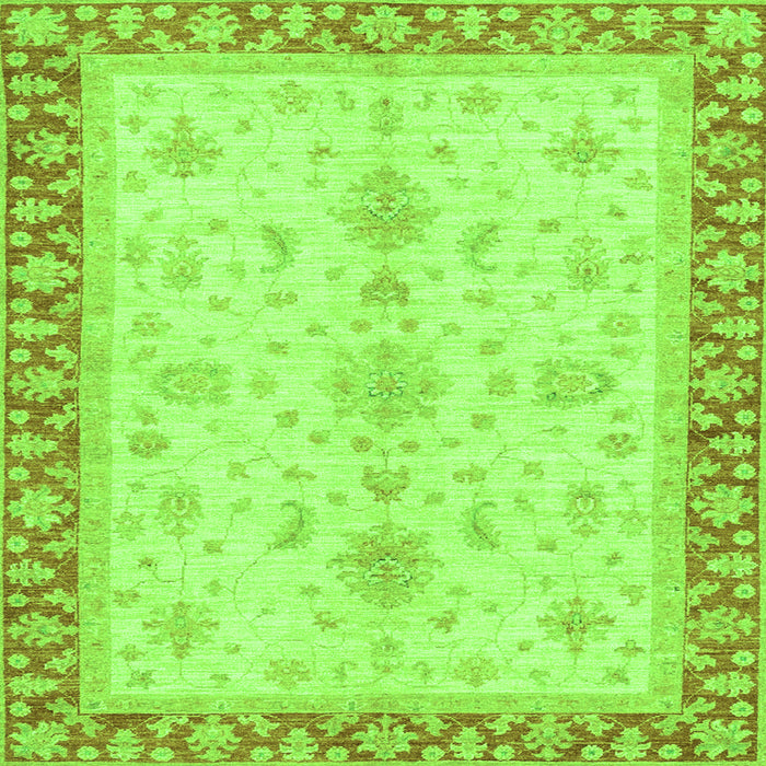 Square Machine Washable Oriental Green Traditional Area Rugs, wshabs3607grn
