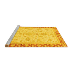Sideview of Machine Washable Oriental Yellow Traditional Rug, wshabs3607yw